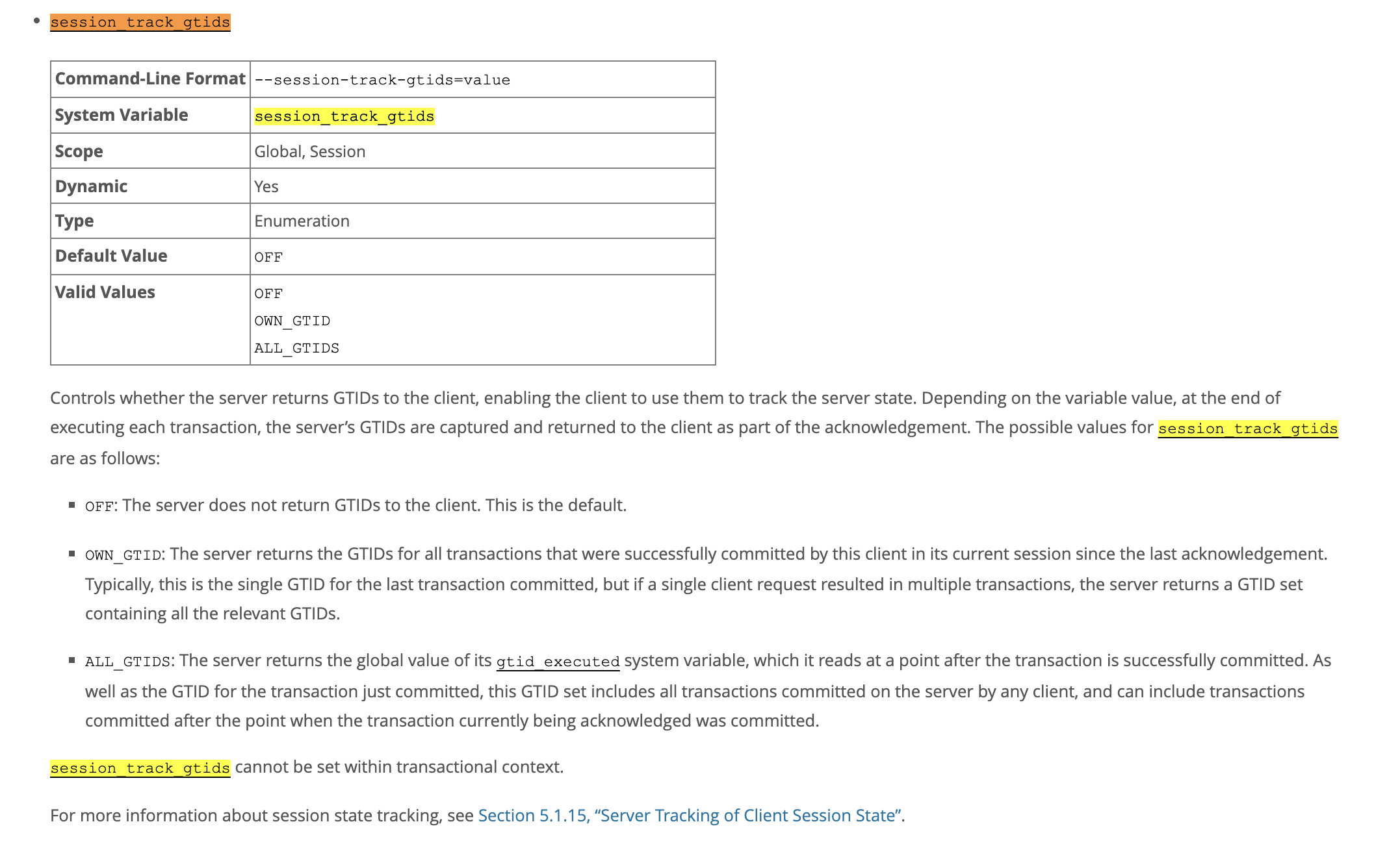 MySQL 会话跟踪配置